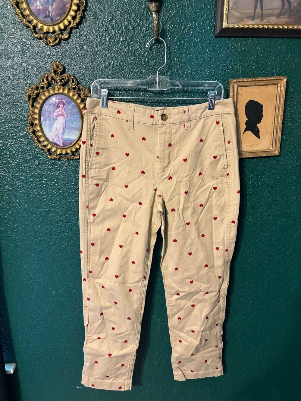 J Crew High Rise Girlfriend Chino Pant Sz 6 Hearts